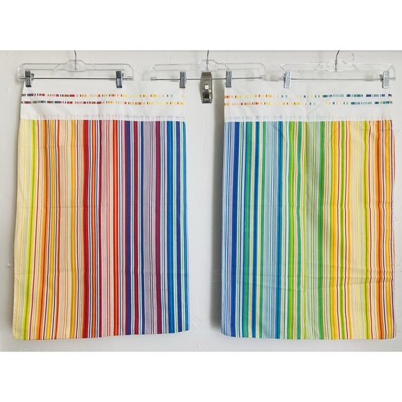 RARE Set of Pillowcases 70s Rainbow Striped Fieldcrest Perfection Groovy Pride L - Picture 1 of 13